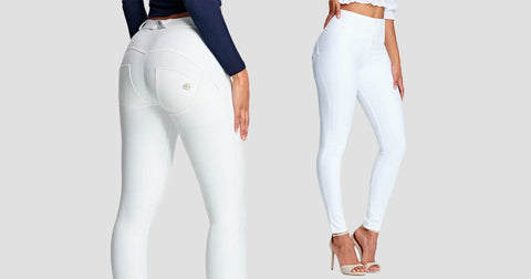 White faux leather pants