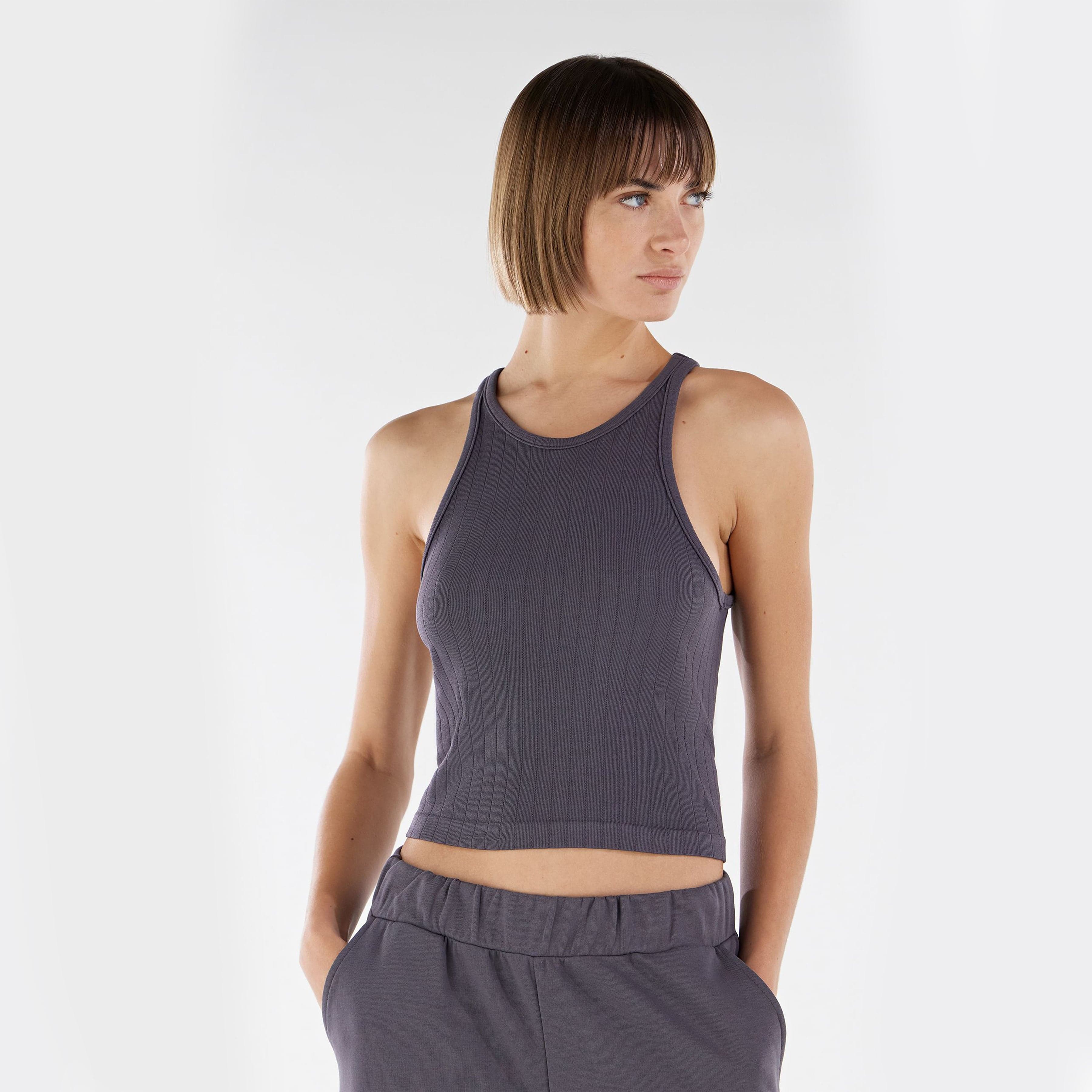 Ribbed Tank Top - Charcoal 1