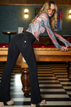 WR.UP® Denim - High Waisted - Bell Bottom Flare - Black + Black Stitching 1