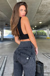WR.UP® Snug Jeans - High Waisted - Full Length - Washed Black + Black Stitching 2