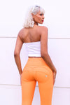 WR.UP® Faux Leather - High Waisted - Full Length - Sunset Orange 6