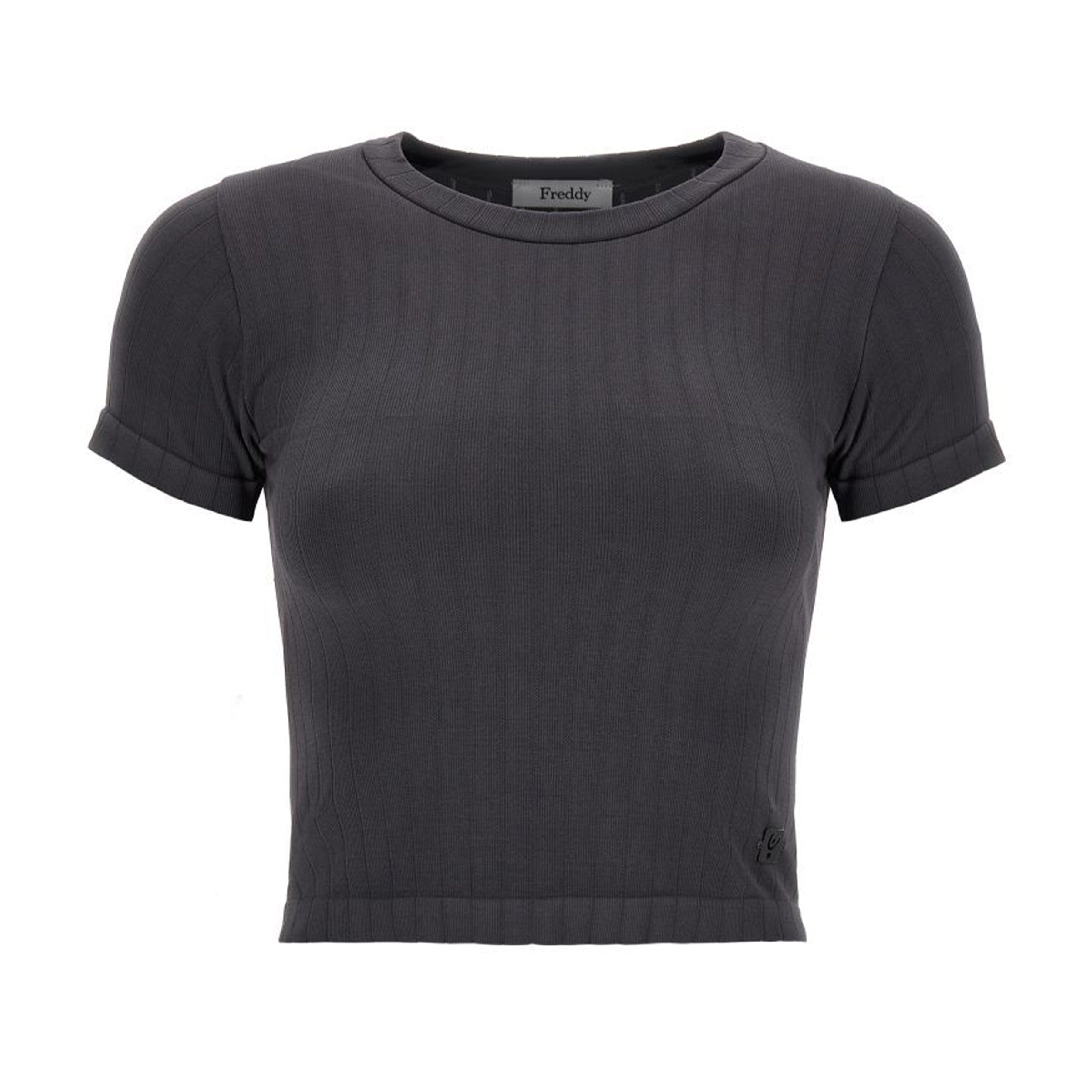 Ribbed T Shirt - Charcoal 2