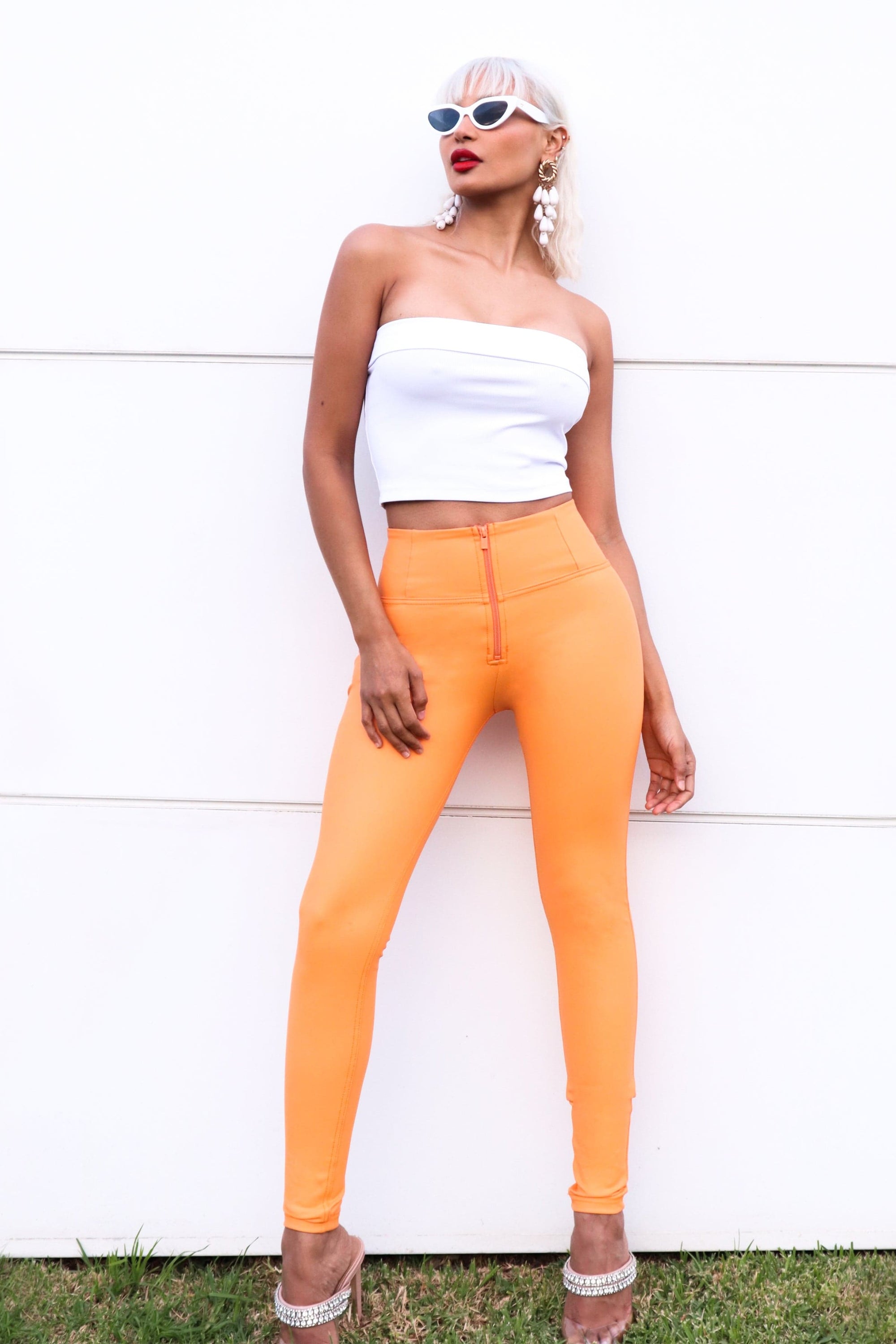 WR.UP® Faux Leather - High Waisted - Full Length - Sunset Orange 7