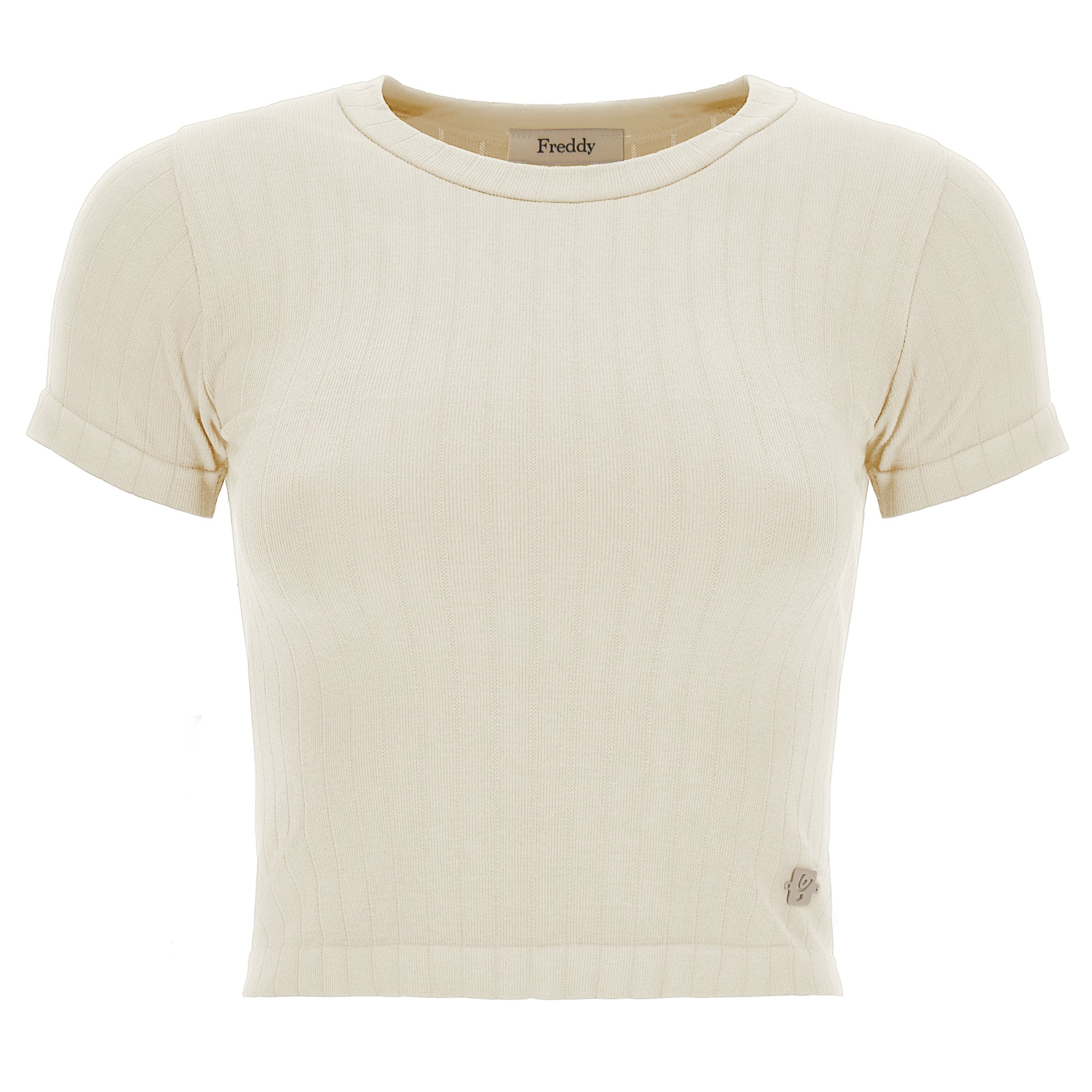 Ribbed T Shirt - Cream 1