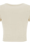 Ribbed T Shirt - Cream 2