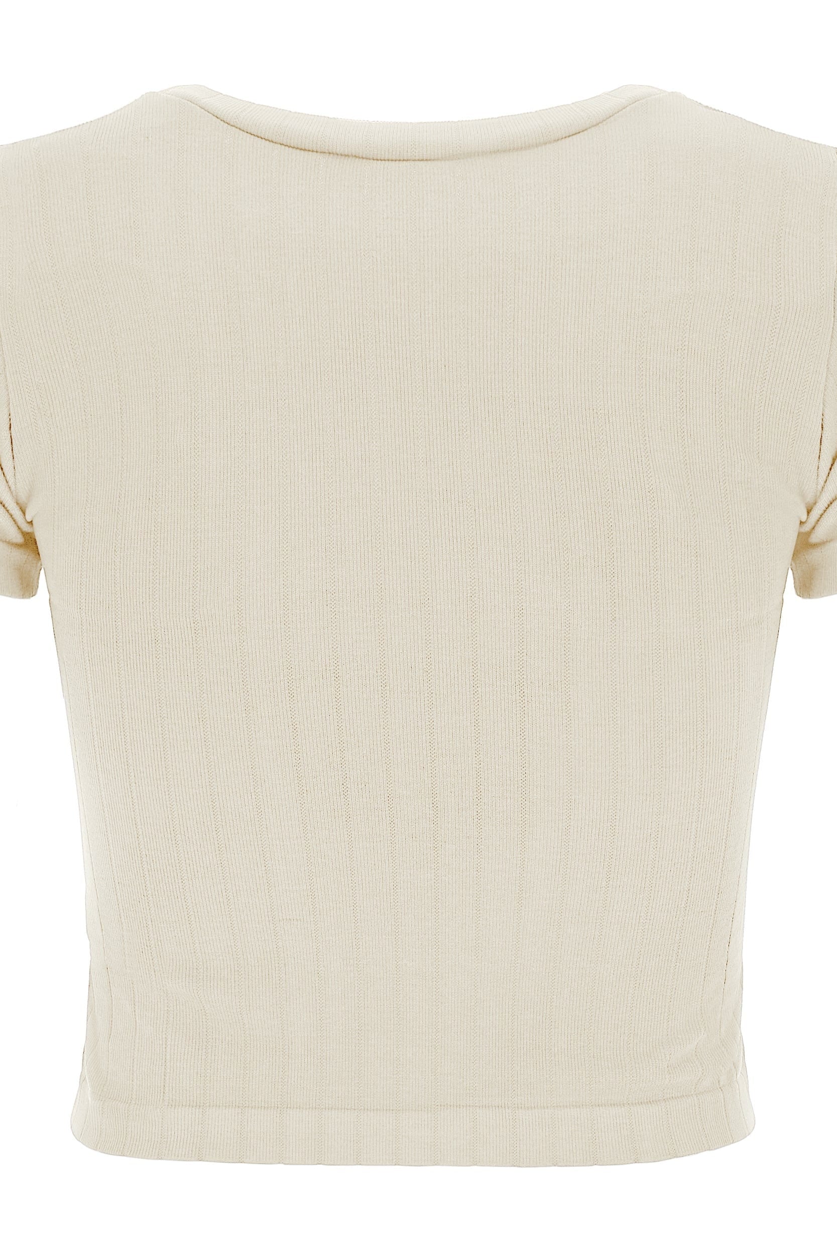 Ribbed T Shirt - Cream 2