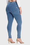 WR.UP® Curvy Denim - High Waisted - Full Length - Light Blue + Yellow Stitching 10