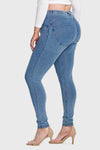 WR.UP® Curvy Denim - High Waisted - Full Length - Light Blue + Yellow Stitching 7