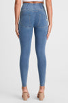 WR.UP® Denim - High Waisted - Full Length - Light Blue + Yellow Stitching 4