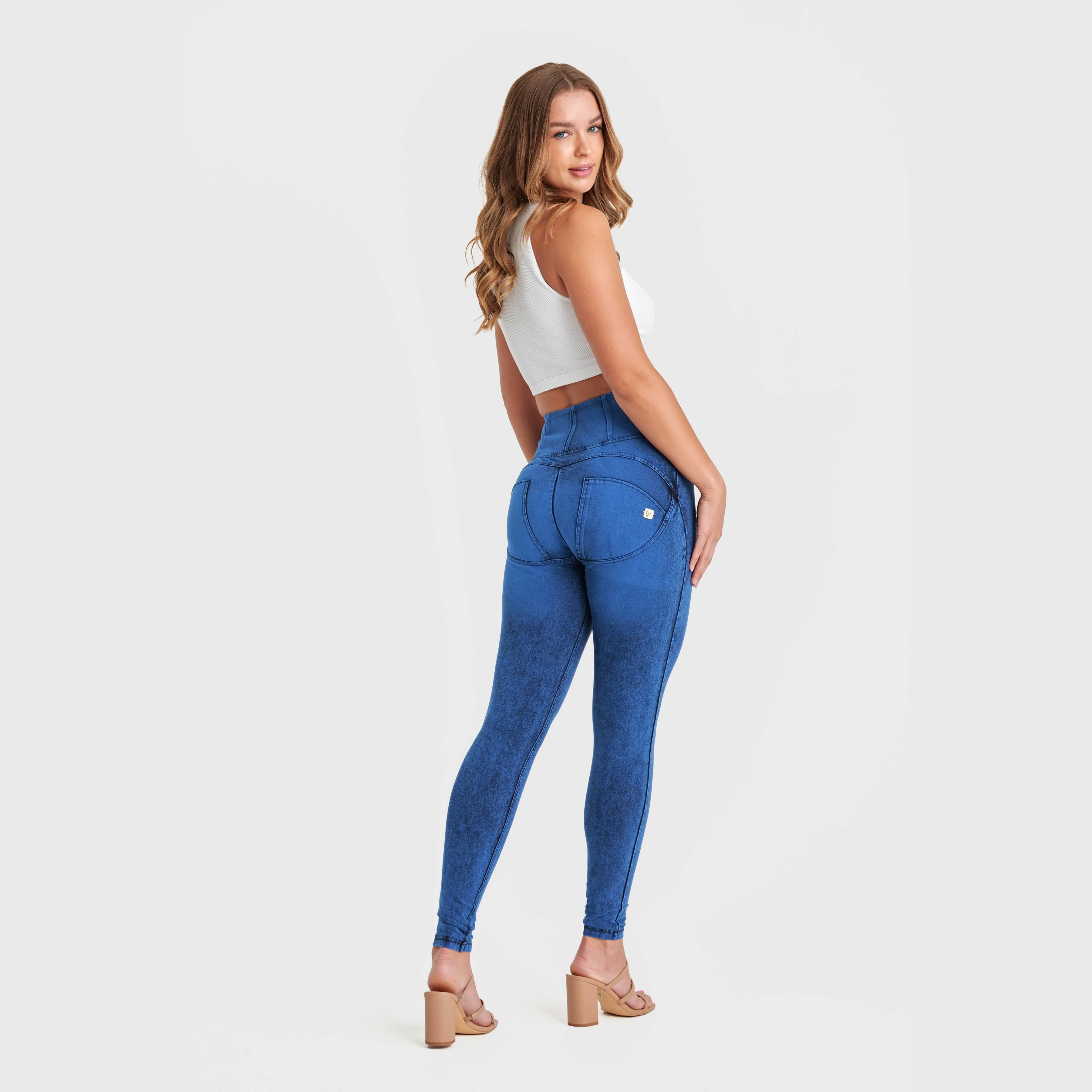WR.UP® Denim - High Waisted - Full Length - Cobalt Blue + Blue Stitching 3