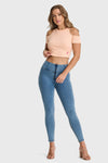 WR.UP® Denim - High Waisted - 7/8 Length - Light Blue + Yellow Stitching 4