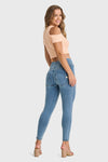 WR.UP® Denim - High Waisted - 7/8 Length - Light Blue + Yellow Stitching 2