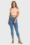 WR.UP® Denim - High Waisted - 7/8 Length - Light Blue + Yellow Stitching 1