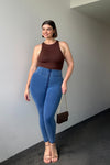 WR.UP® Curvy Denim - Zip High Waisted - 7/8 Length - Light Blue + Blue Stitching 4