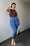WR.UP® Curvy Denim - Zip High Waisted - 7/8 Length - Light Blue + Blue Stitching 1