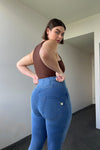 WR.UP® Curvy Denim - Zip High Waisted - Full Length - Light Blue + Blue Stitching 2