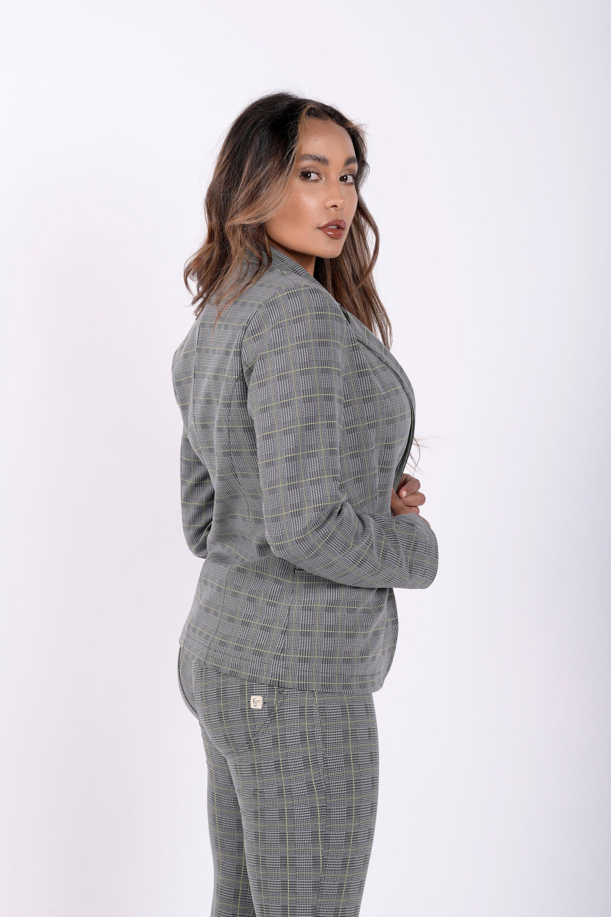 Checkered Suit Blazer - Grey Plaid 2