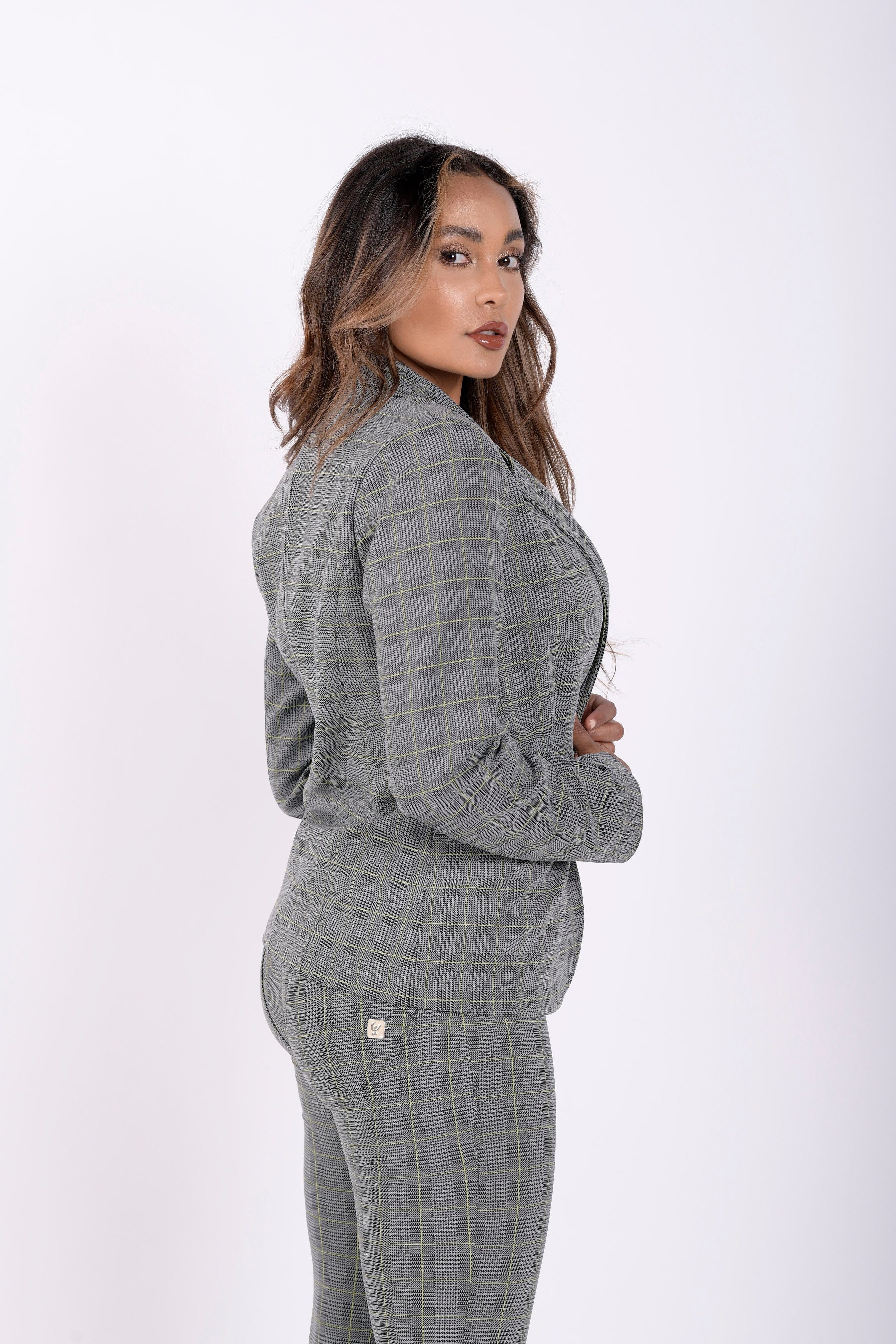Checkered Suit Blazer - Grey Plaid 2