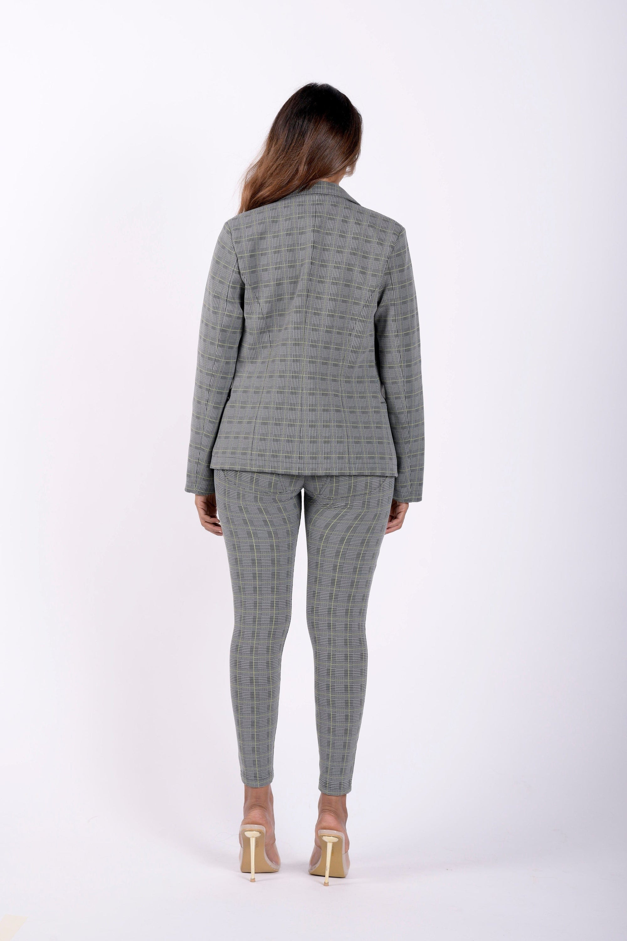 Checkered Suit Blazer - Grey Plaid 5