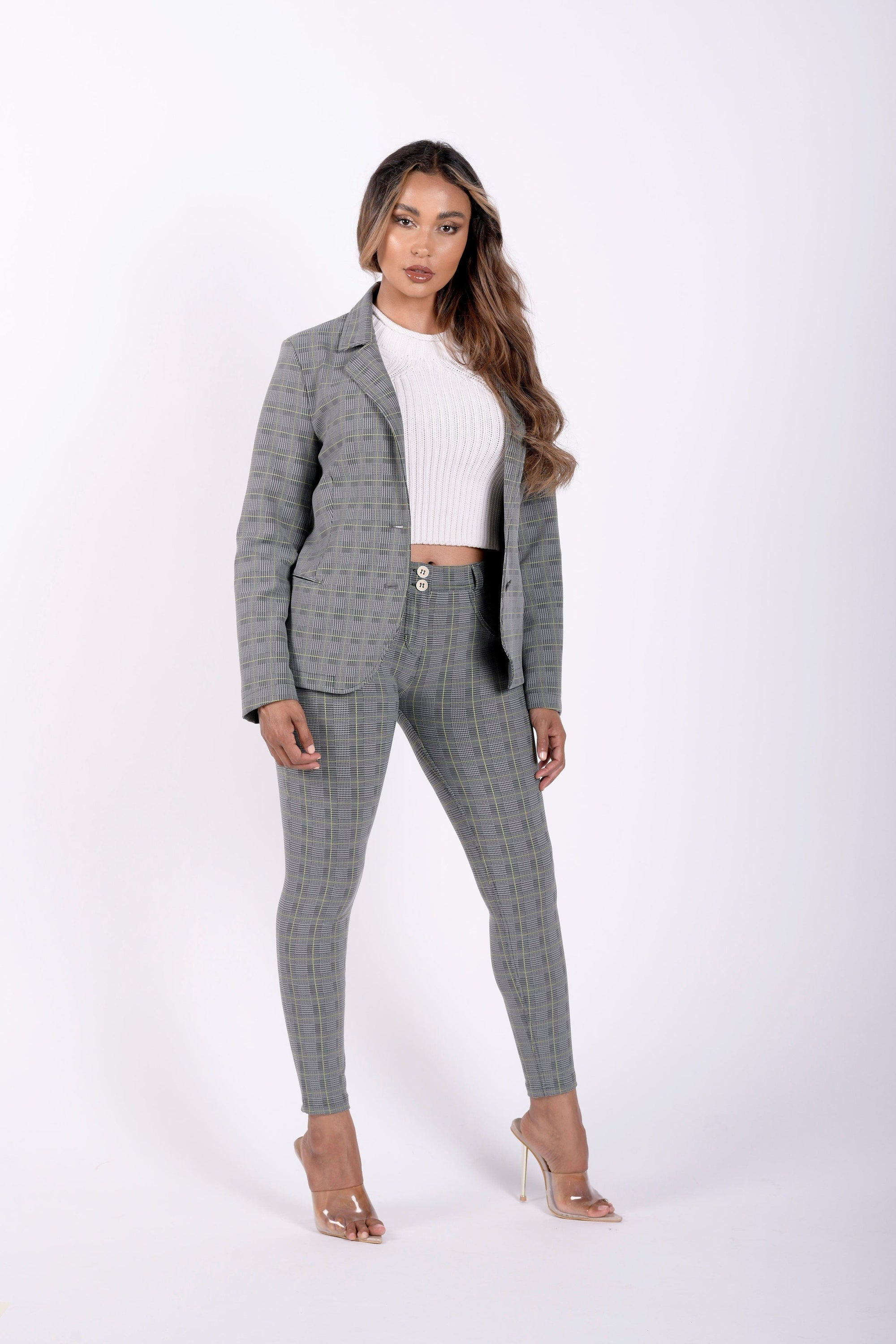 Checkered Suit Blazer - Grey Plaid 7