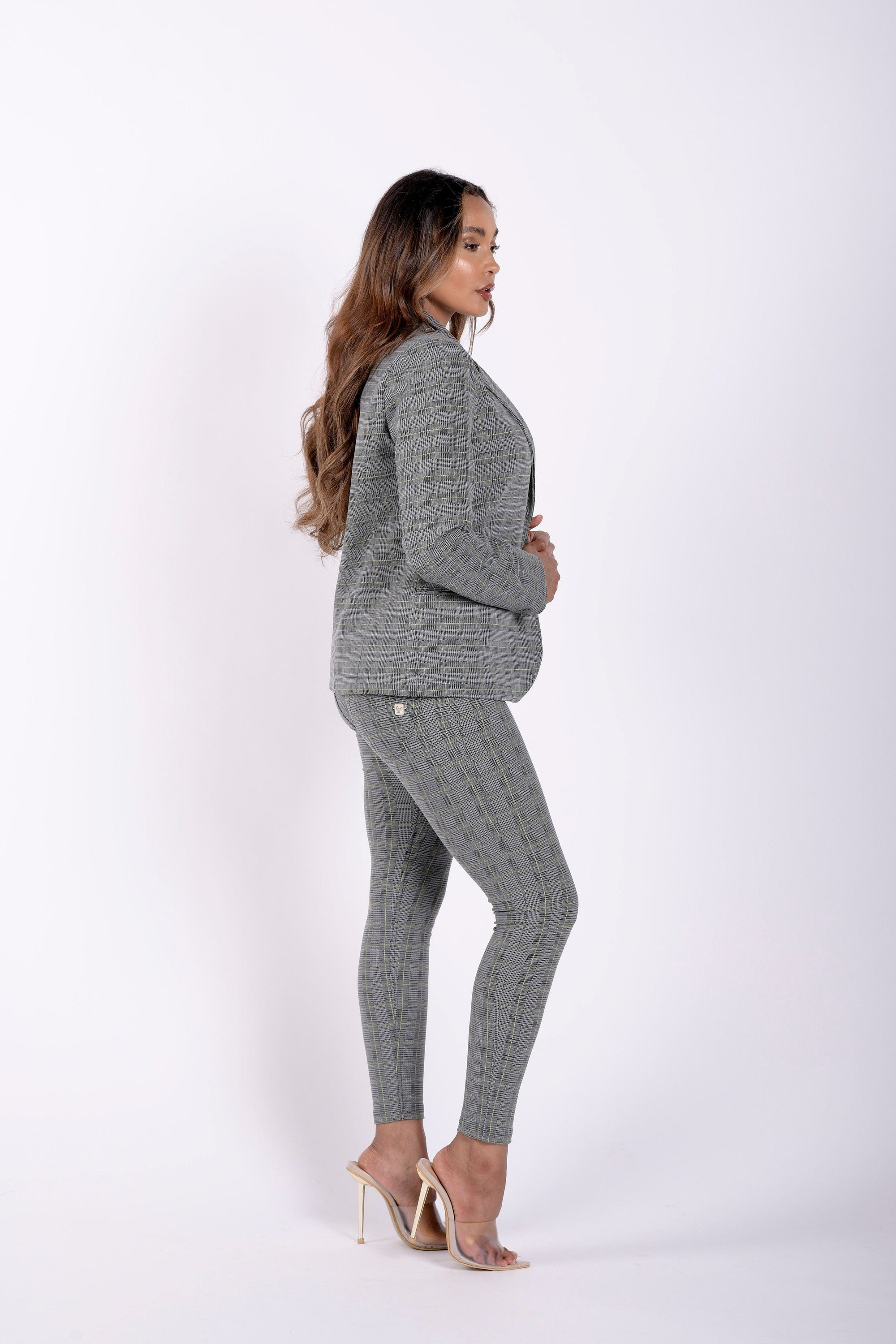 Checkered Suit Blazer - Grey Plaid 6
