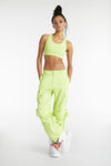Cargo Pants - High Waisted - Full Length - Lime Green 4