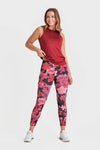 Superfit All Over Flower Print - Super High Waisted - 7/8 Length - Bordeaux 2