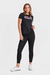 Sports T-Shirt - Black Flower Print Logo 5