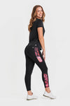 Superfit Diwo With Flower Print Bands - High Waisted - 7/8 Length - Black 1
