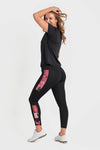 Superfit Diwo With Flower Print Bands - High Waisted - 7/8 Length - Black 5