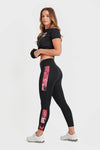 Superfit Diwo With Flower Print Bands - High Waisted - 7/8 Length - Black 4