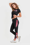 Superfit Diwo With Flower Print Bands - High Waisted - 7/8 Length - Black 3