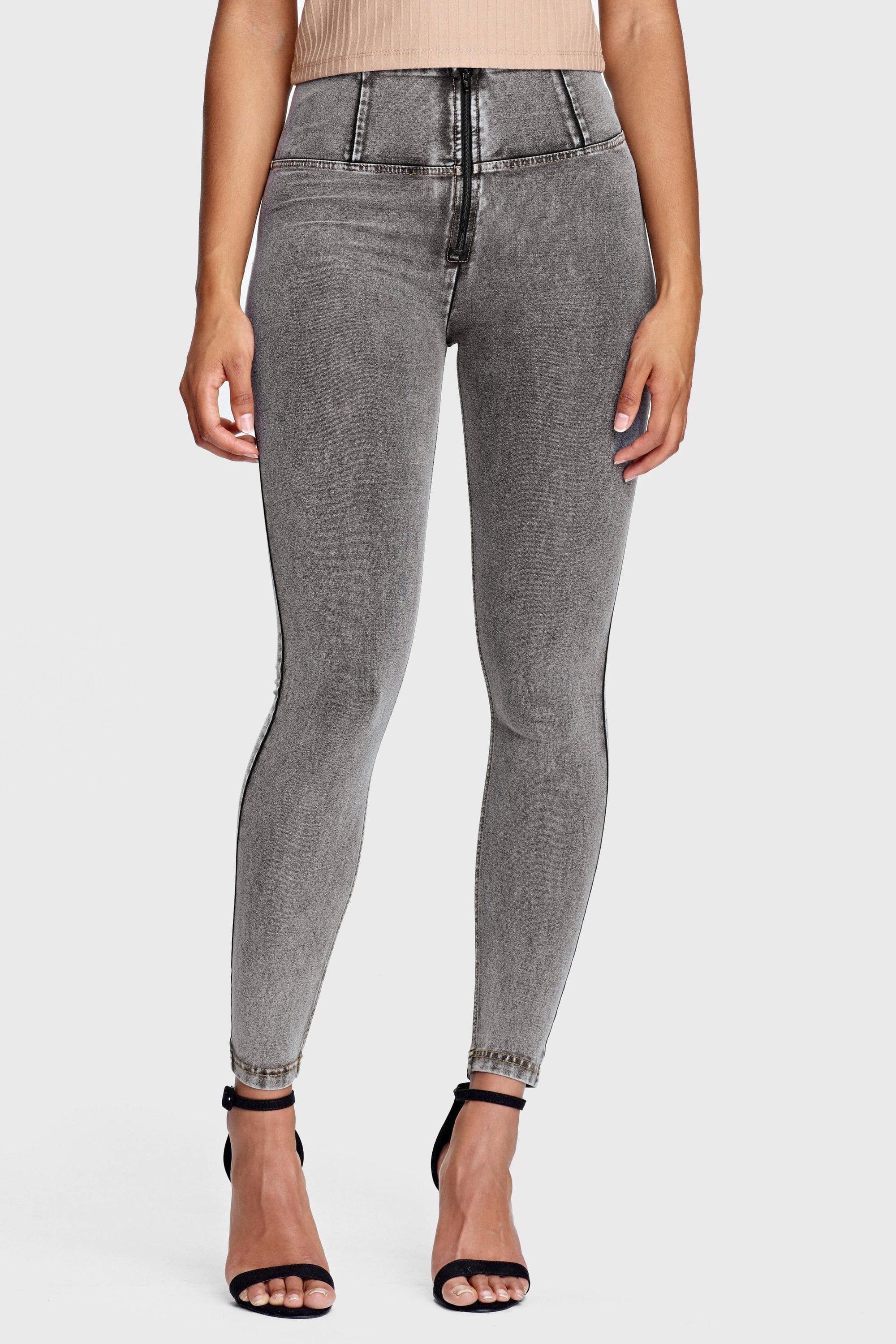 WR.UP® Denim - High Waisted - 7/8 Length - Grey + Yellow Stitching 5