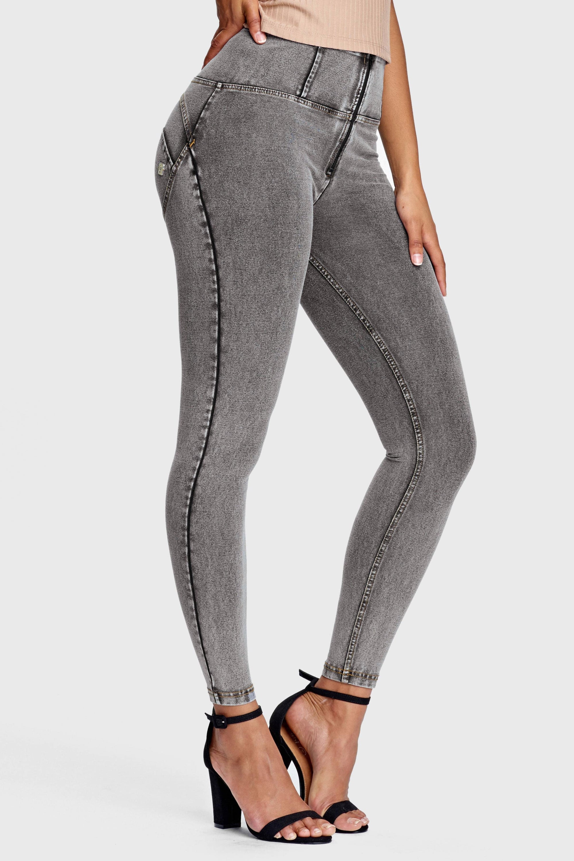 WR.UP® Denim - High Waisted - 7/8 Length - Grey + Yellow Stitching 6