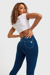 N.O.W® Denim - High Waisted - Kick Flare - Dark Blue + Yellow Stitching 8