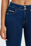 N.O.W® Denim - High Waisted - Kick Flare - Dark Blue + Yellow Stitching 15