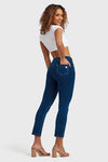 N.O.W® Denim - High Waisted - Kick Flare - Dark Blue + Yellow Stitching 9