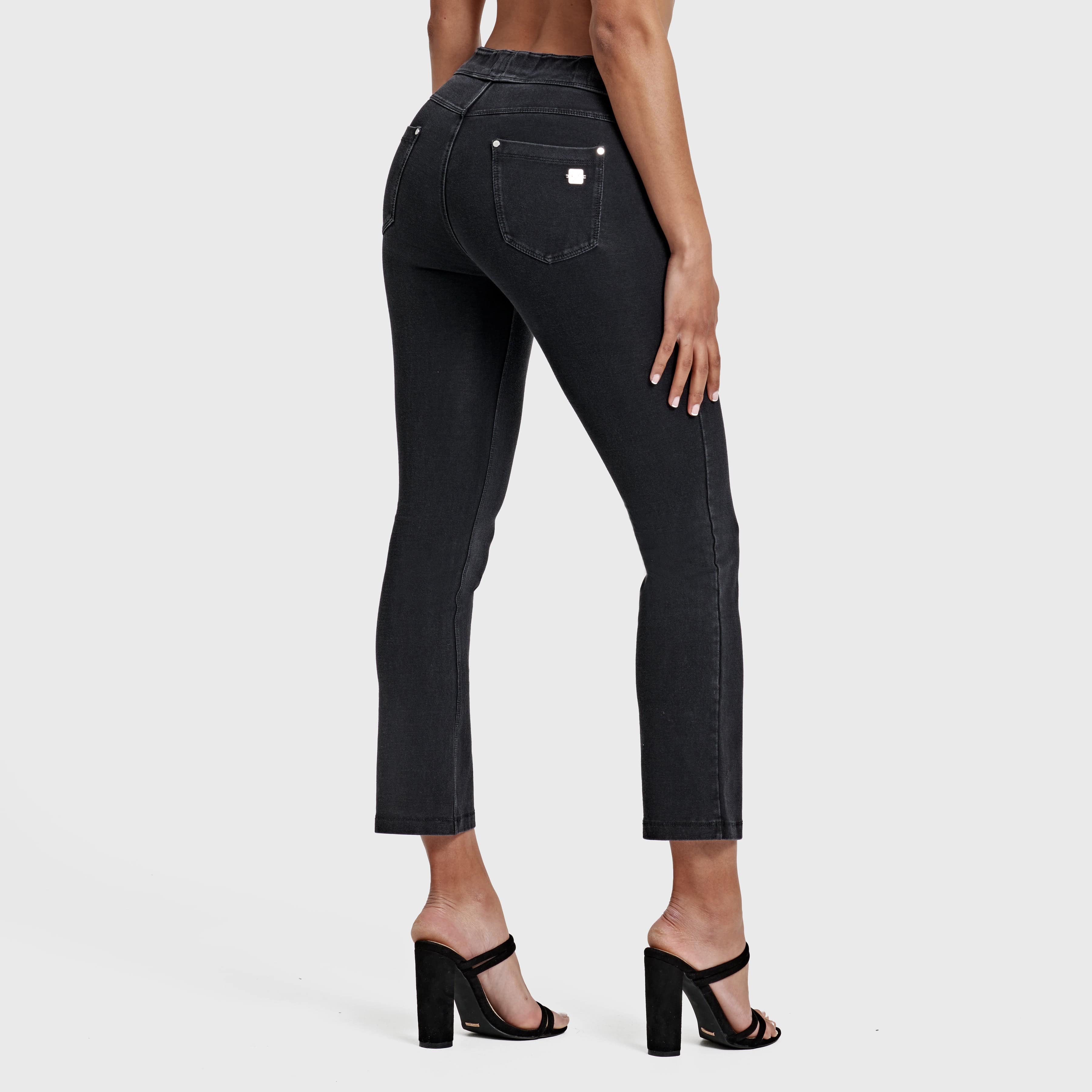 N.O.W® Denim - High Waisted - Kick Flare - Black + Black Stitching 1