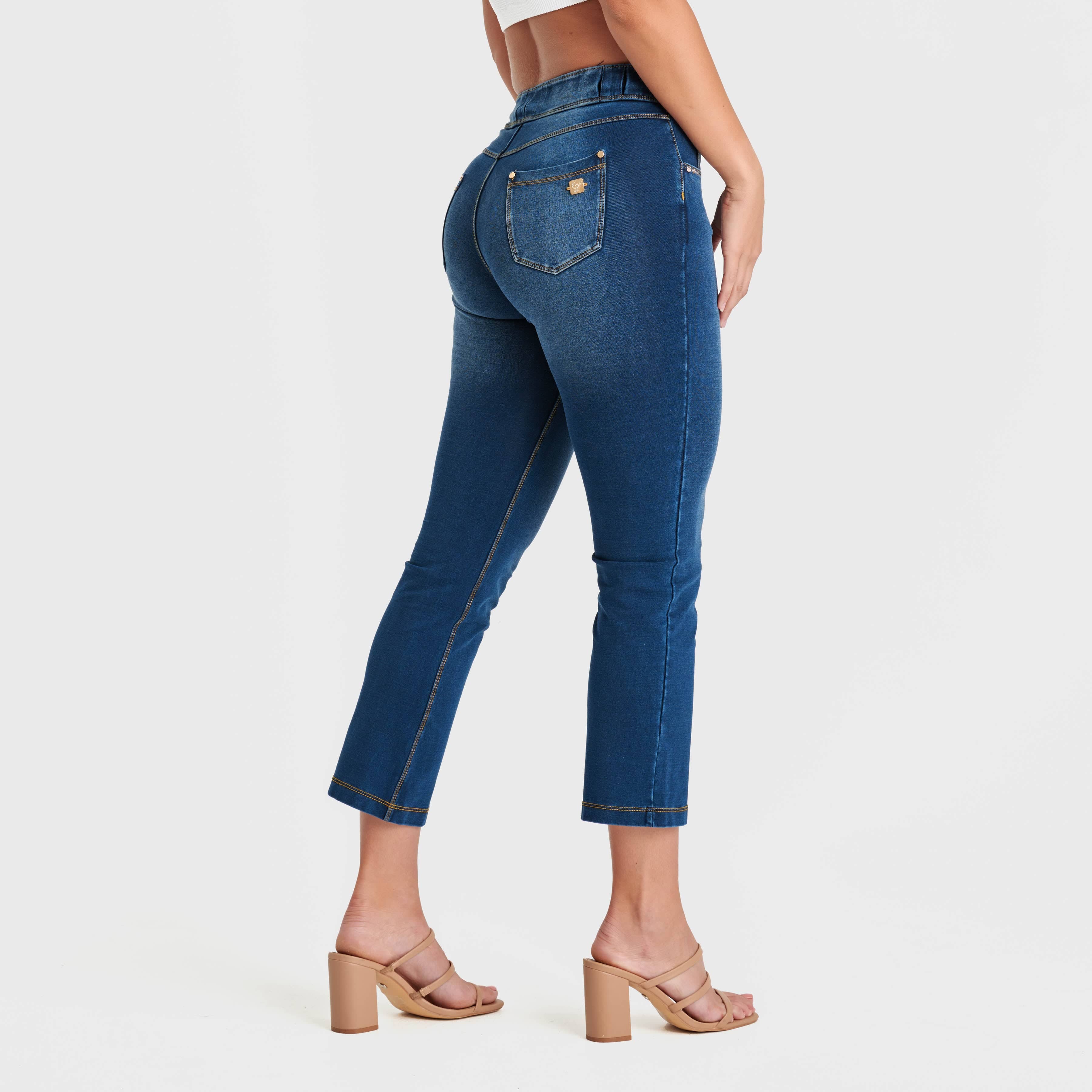 N.O.W® Denim Limited Edition - High Waisted - Kick Flare - Blue + Yellow Stitching 2