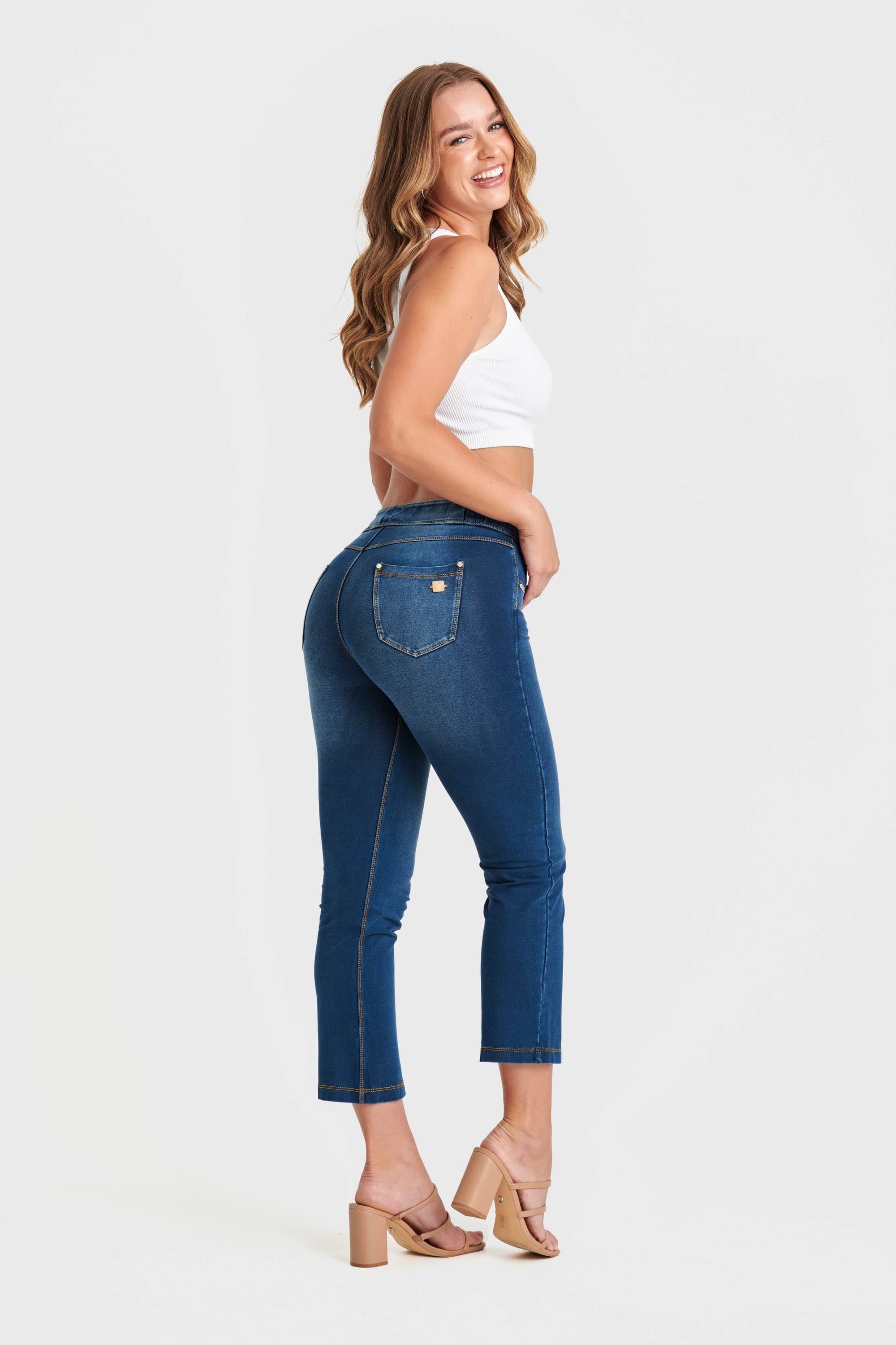 N.O.W® Denim Limited Edition - High Waisted - Kick Flare - Blue + Yellow Stitching 5