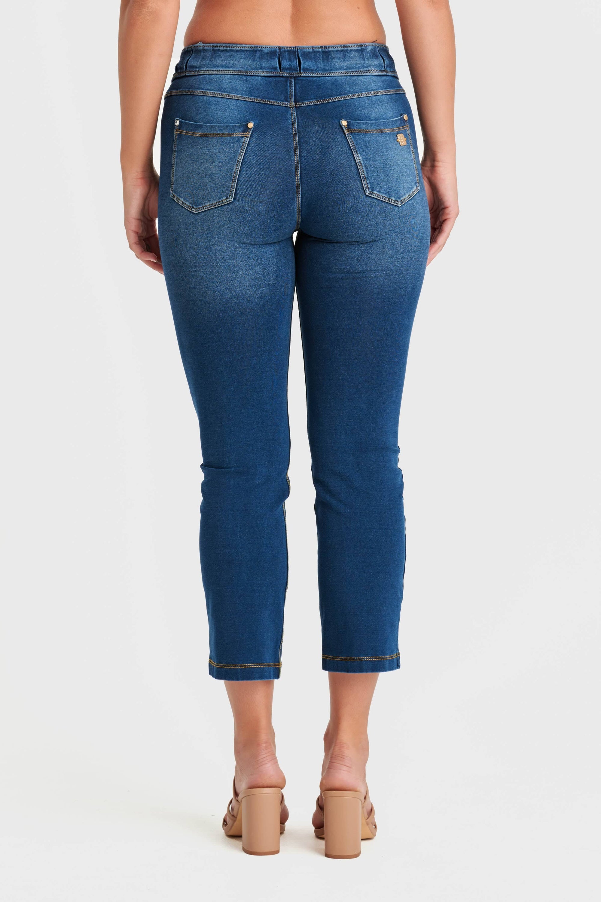 N.O.W® Denim Limited Edition - High Waisted - Kick Flare - Blue + Yellow Stitching 7