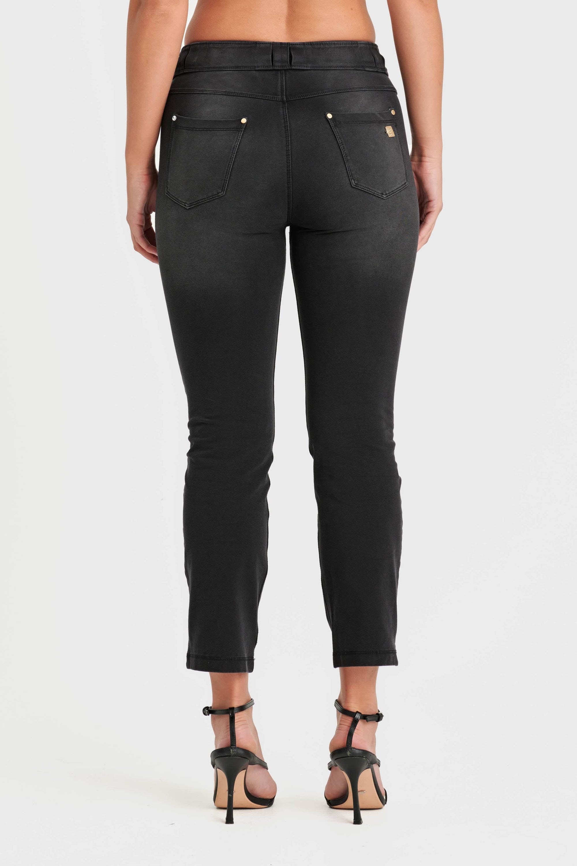 N.O.W® Denim Limited Edition - High Waisted - Kick Flare - Black + Black Stitching 6