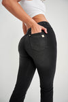 N.O.W® Denim Limited Edition - High Waisted - Kick Flare - Black + Black Stitching 7