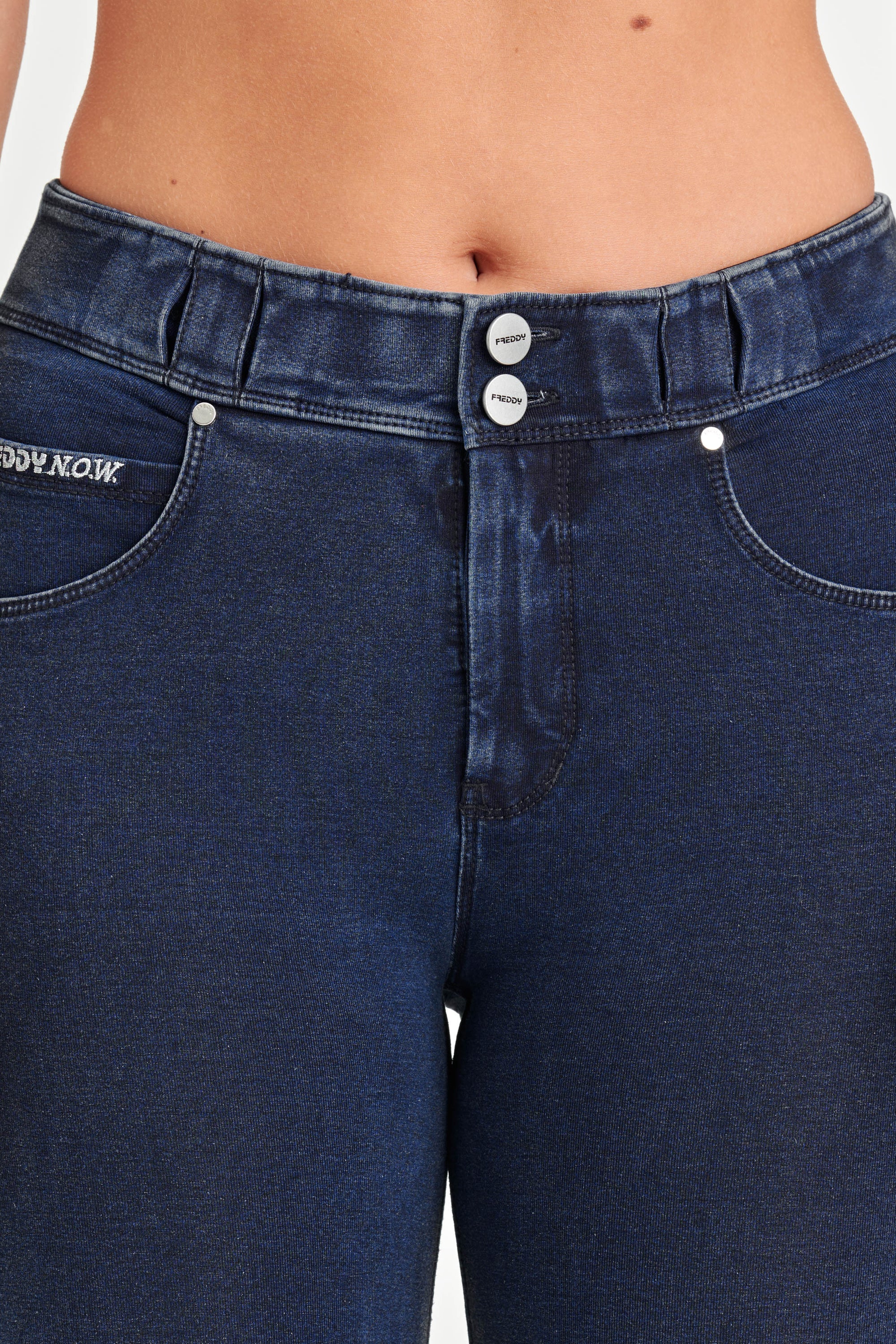 N.O.W® Denim - High Waisted - Full Length - Dark Blue + Blue Stitching 5