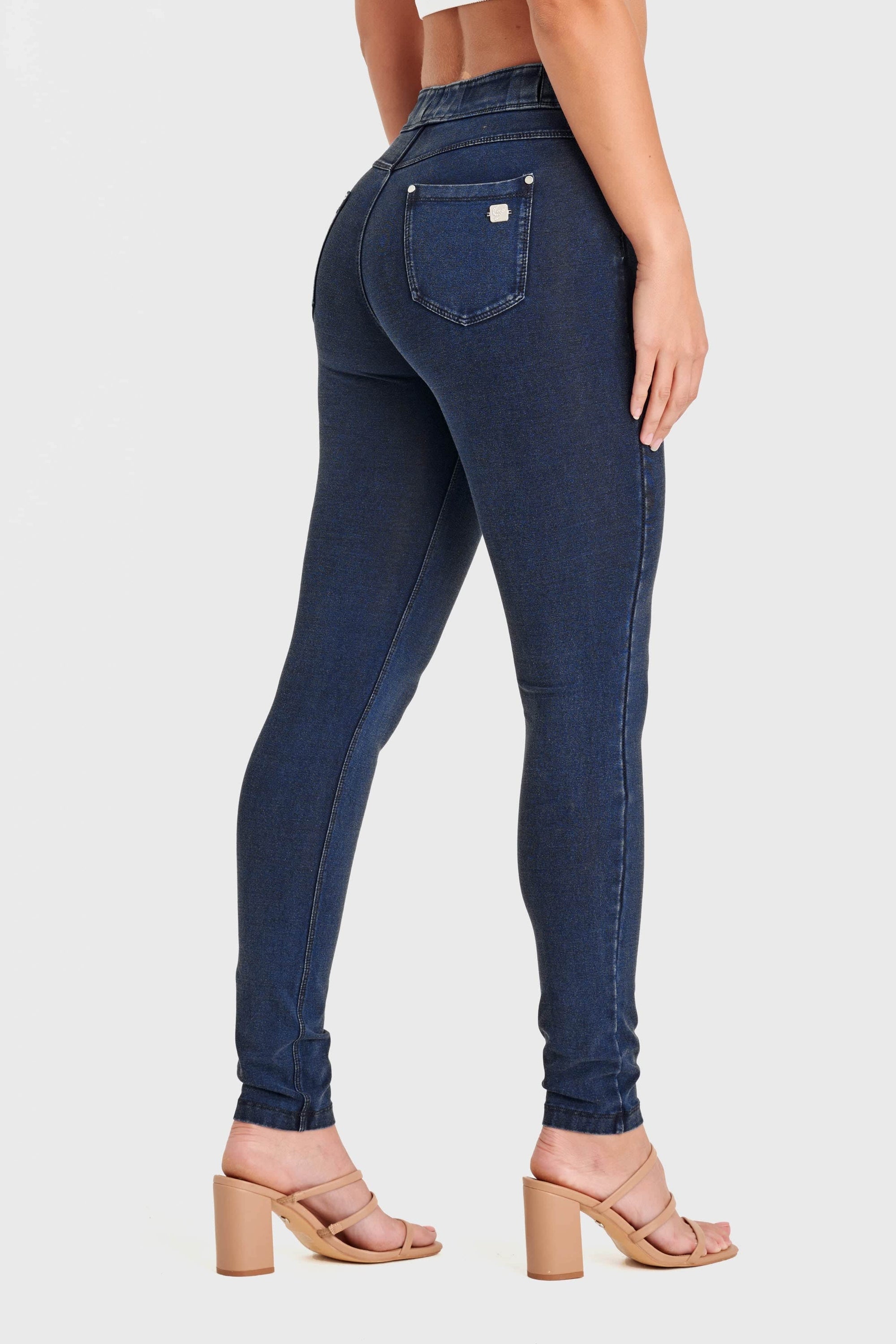 N.O.W® Denim - High Waisted - Full Length - Dark Blue + Blue Stitching 1