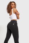N.O.W® Denim - High Waisted - 7/8 Length - Black + Black Stitching 4