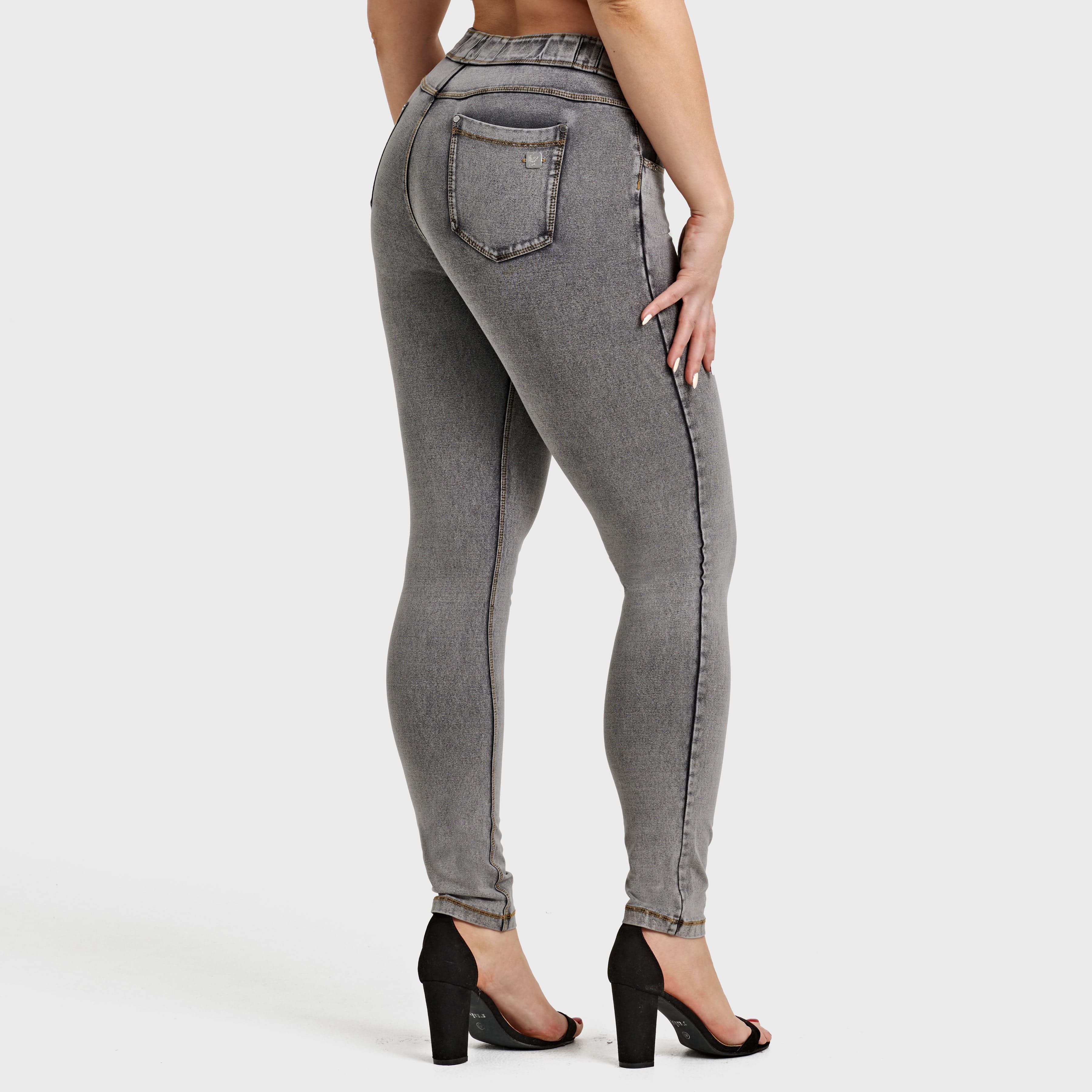 N.O.W® Denim - High Waisted - Full Length - Grey + Yellow Stitching 1