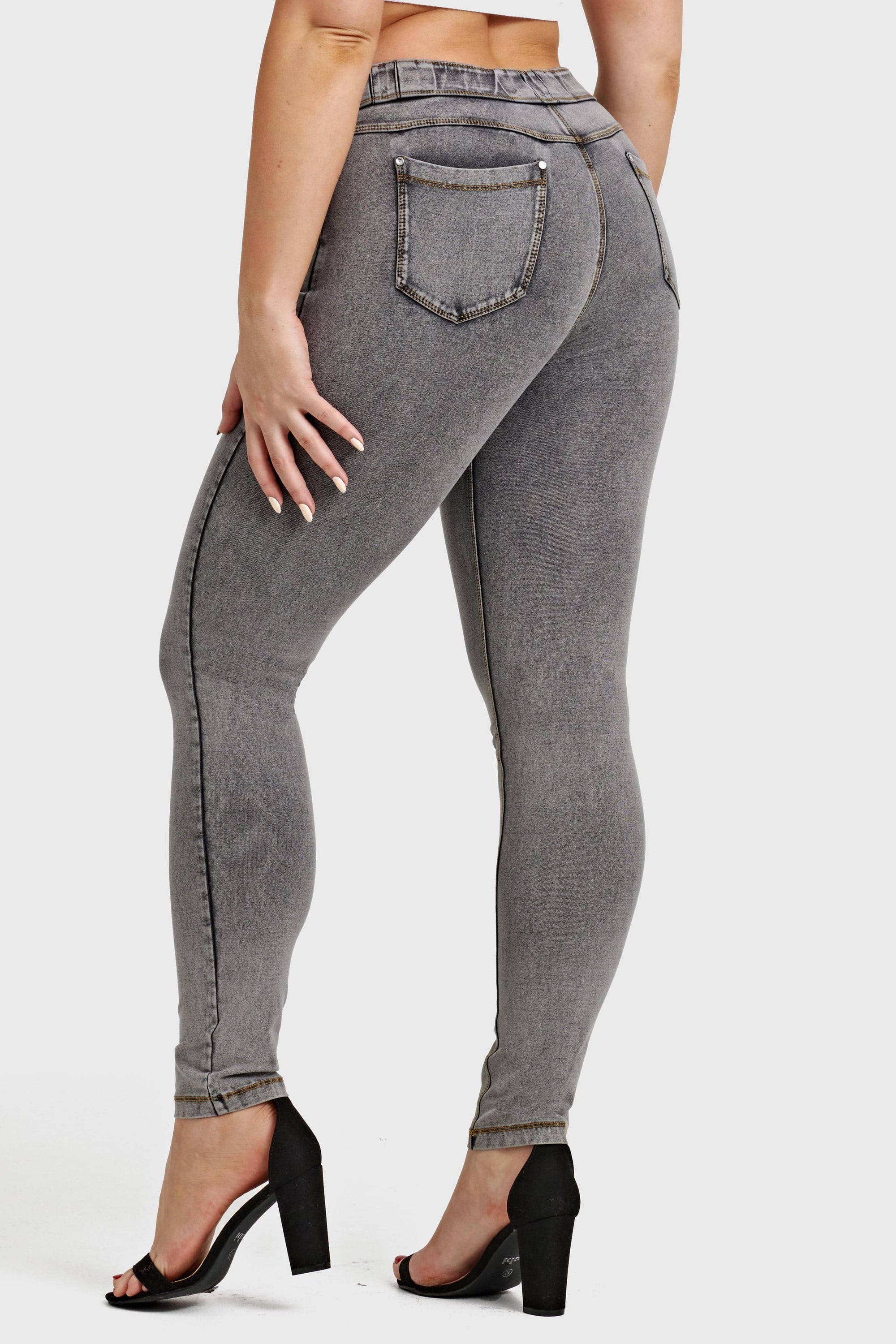 N.O.W® Denim - High Waisted - Full Length - Grey + Yellow Stitching 14