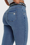 N.O.W® Denim - High Waisted - Full Length - Light Blue + Yellow Stitching 14