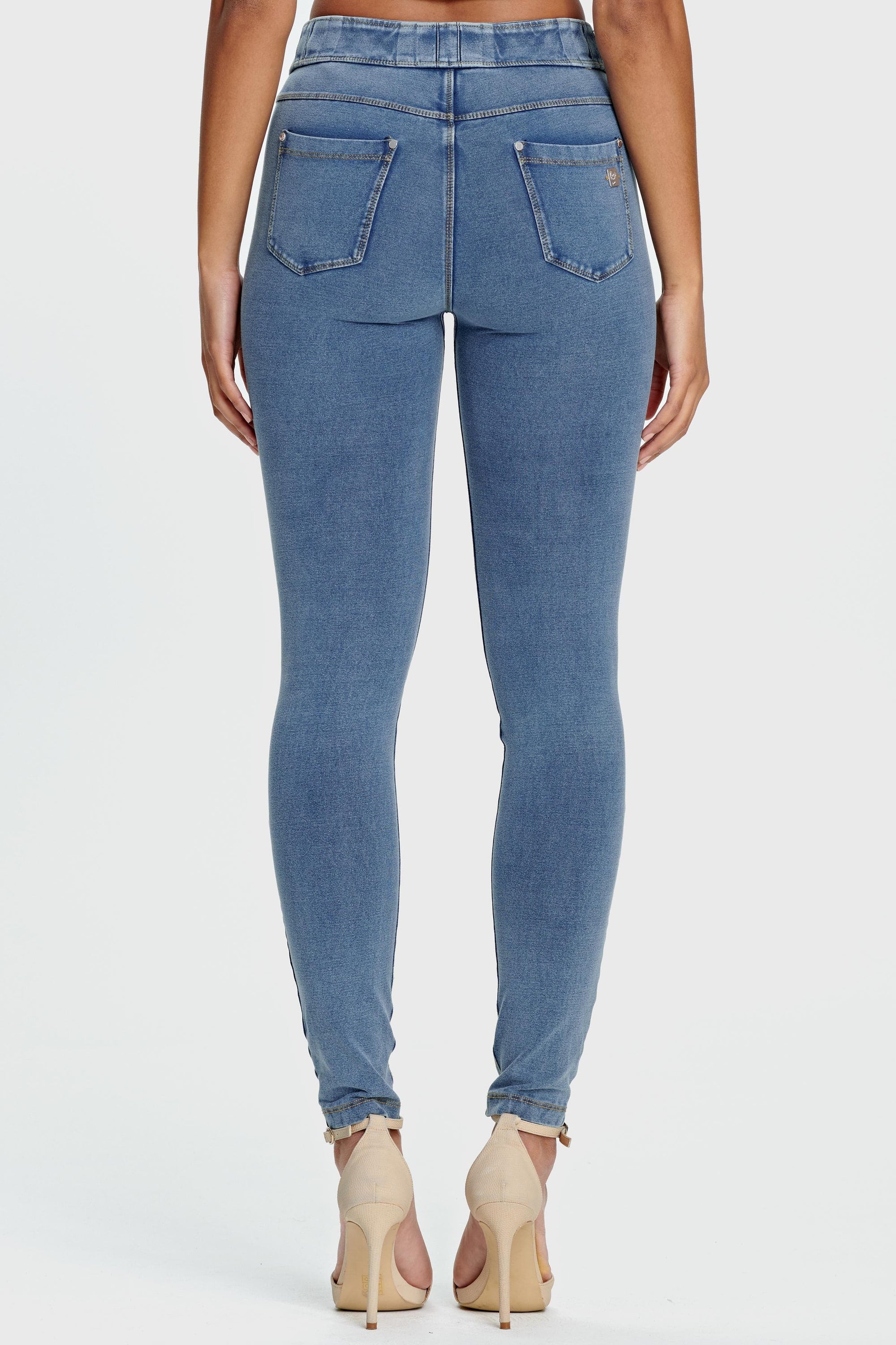 N.O.W® Denim - High Waisted - Full Length - Light Blue + Yellow Stitching 9